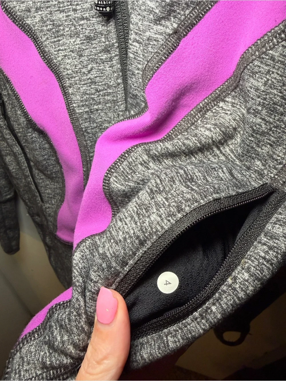 Lululemon Heather Gray Zip Hoodie with Purple Accents